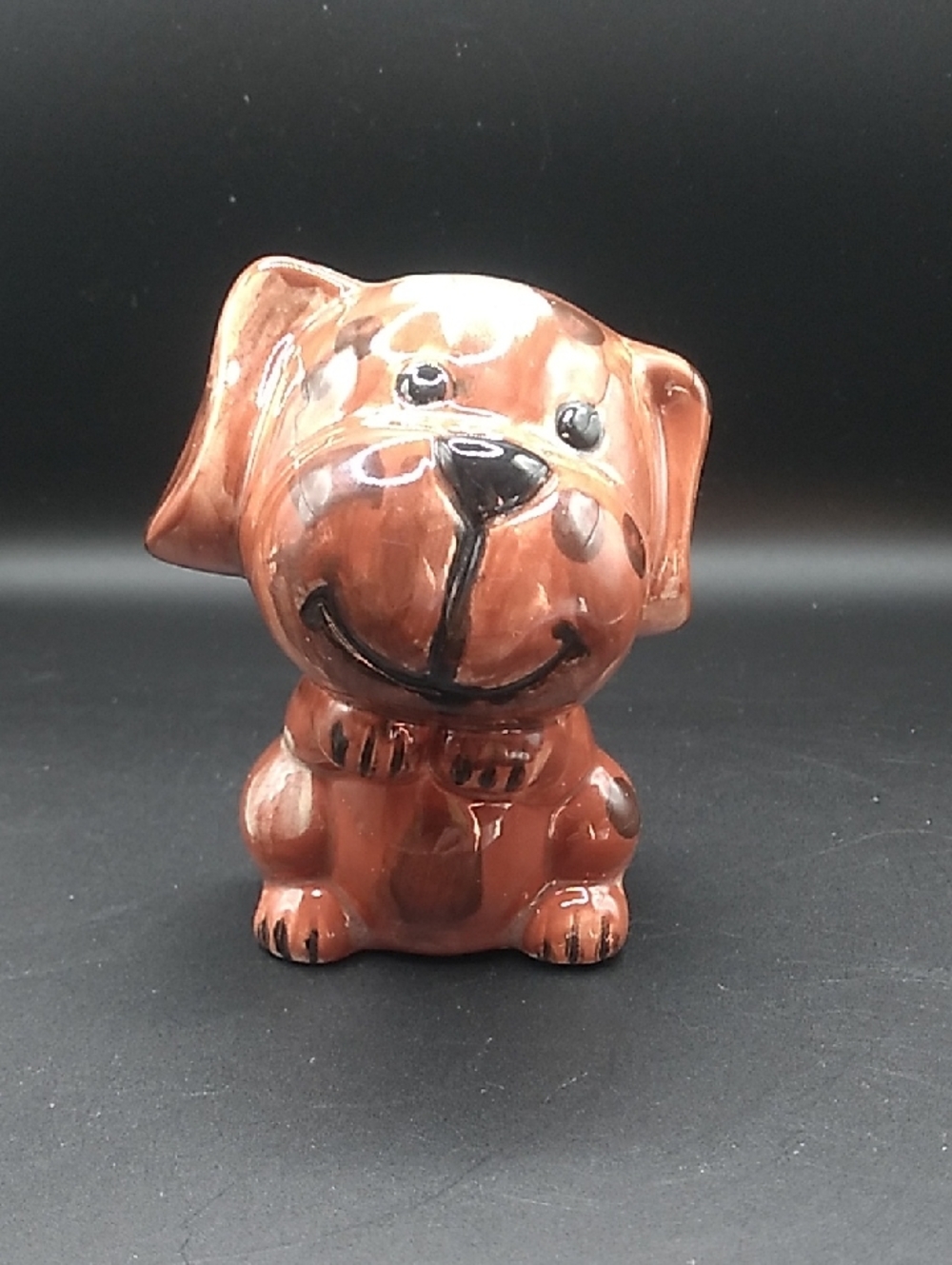 Vintage Handcrafted  Brown With Spots Ceramic Kitchy Dog Figurine (B3)